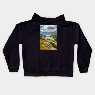Five Ponds valley scenic landscape in Tatra Mountains Kids Hoodie